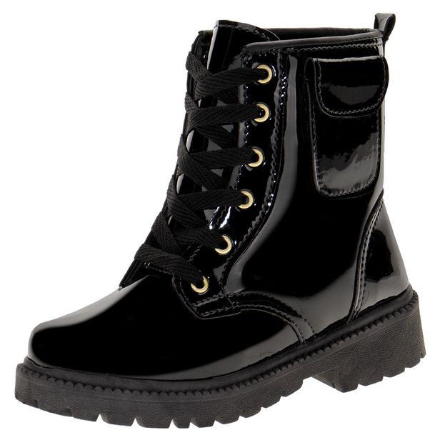 Bota Infantil Feminina Coturno Gracinha 88 VERNIZ/PRETO 28