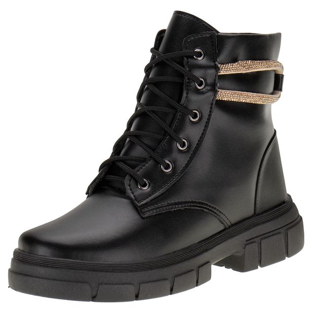 Bota Infantil Feminina Coturno Doce Menina 1604 PRETO 28