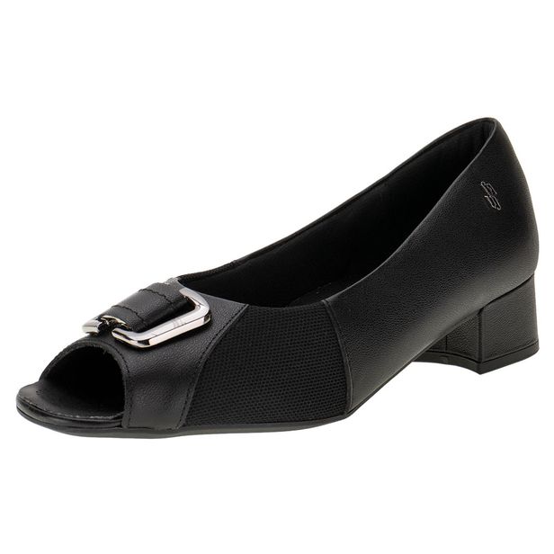 Peep Toe Feminino Salto Grosso Usaflex AA2709 PRETO 34