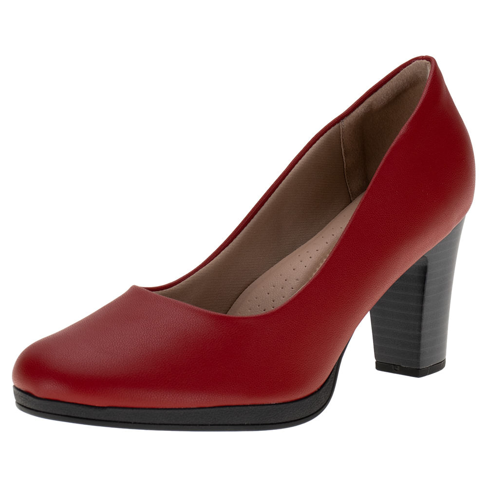 Sapato Feminino Vermelho Salto Grosso Sapato Feminino Dafiti