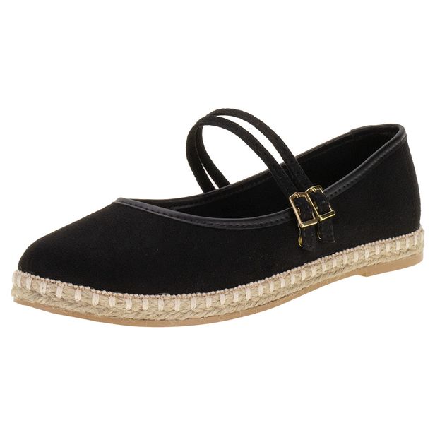 Sapatilha Feminina Flat Moleca 5801104 PRETO/CAMURÇA 34