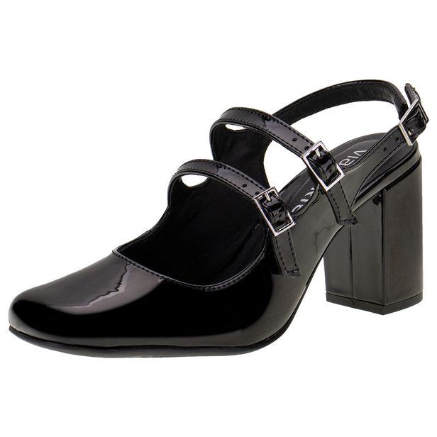 Sapato Feminino Salto Grosso Via Marte 062005 VERNIZ/PRETO 36