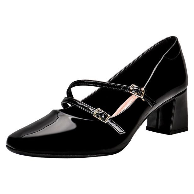 Sapato Feminino Salto Grosso Beira Rio 4314105 VERNIZ/PRETO 36