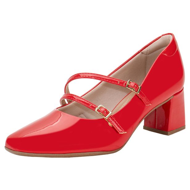 Sapato Feminino Salto Grosso Beira Rio 4314105 VERMELHO 37