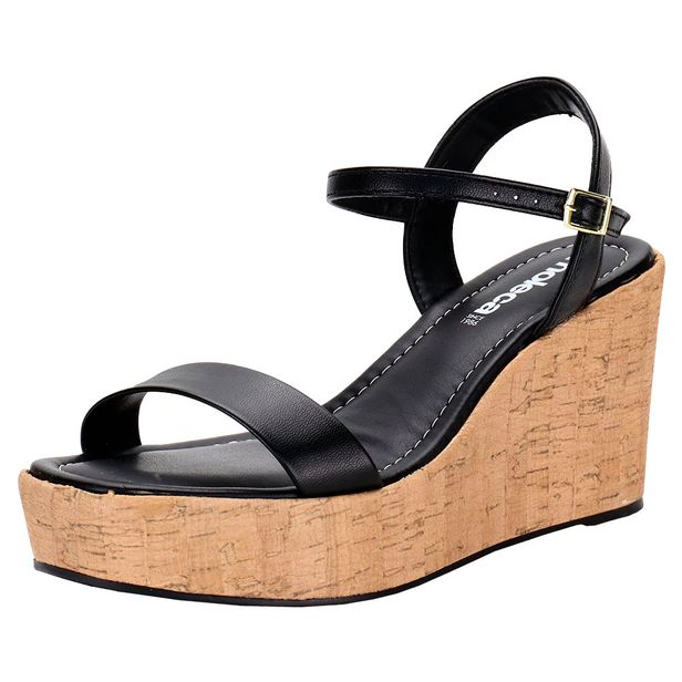 Sandália Feminina Anabela Moleca 5492102 PRETO/BEGE 37