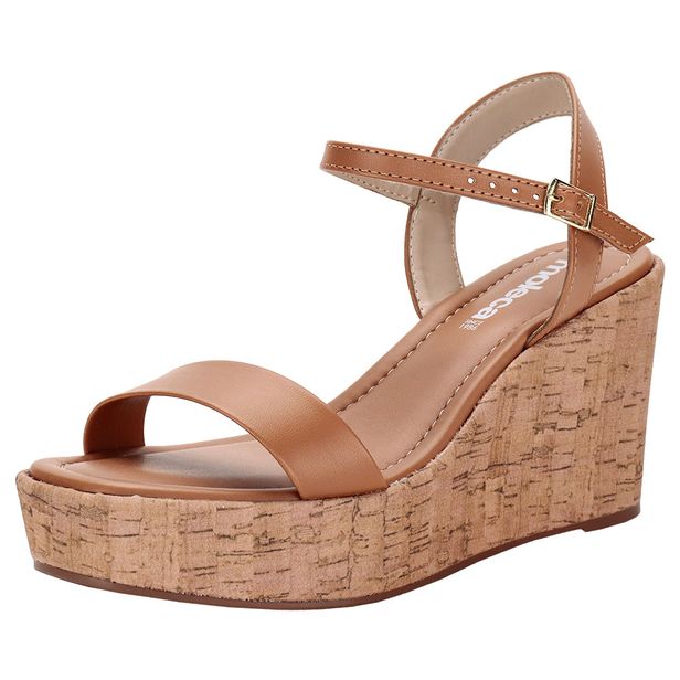 Sandália Feminina Anabela Moleca 5492102 CAMEL 39