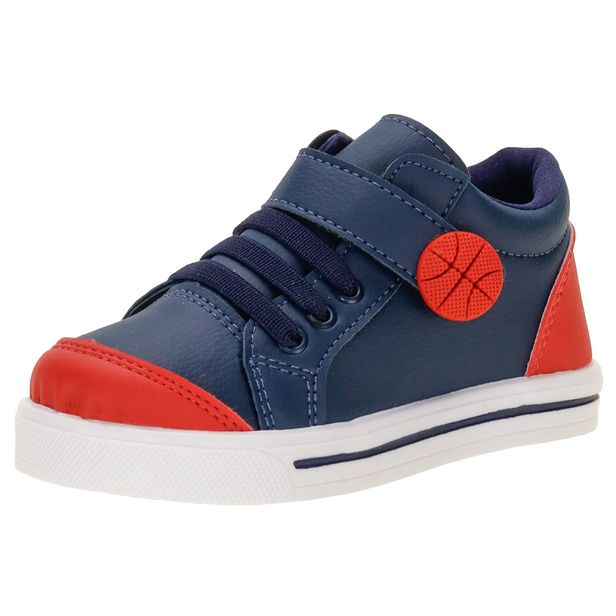 Tênis Infantil Masculino Cano Alto Lindo Jú 502477 AZUL/VERMELHO 21