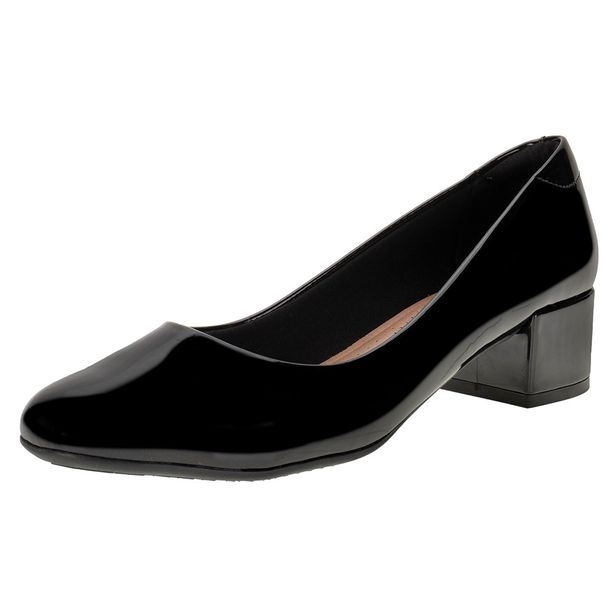 Sapato Feminino Salto Grosso Beira Rio - 4301100 VERNIZ/PRETO 34