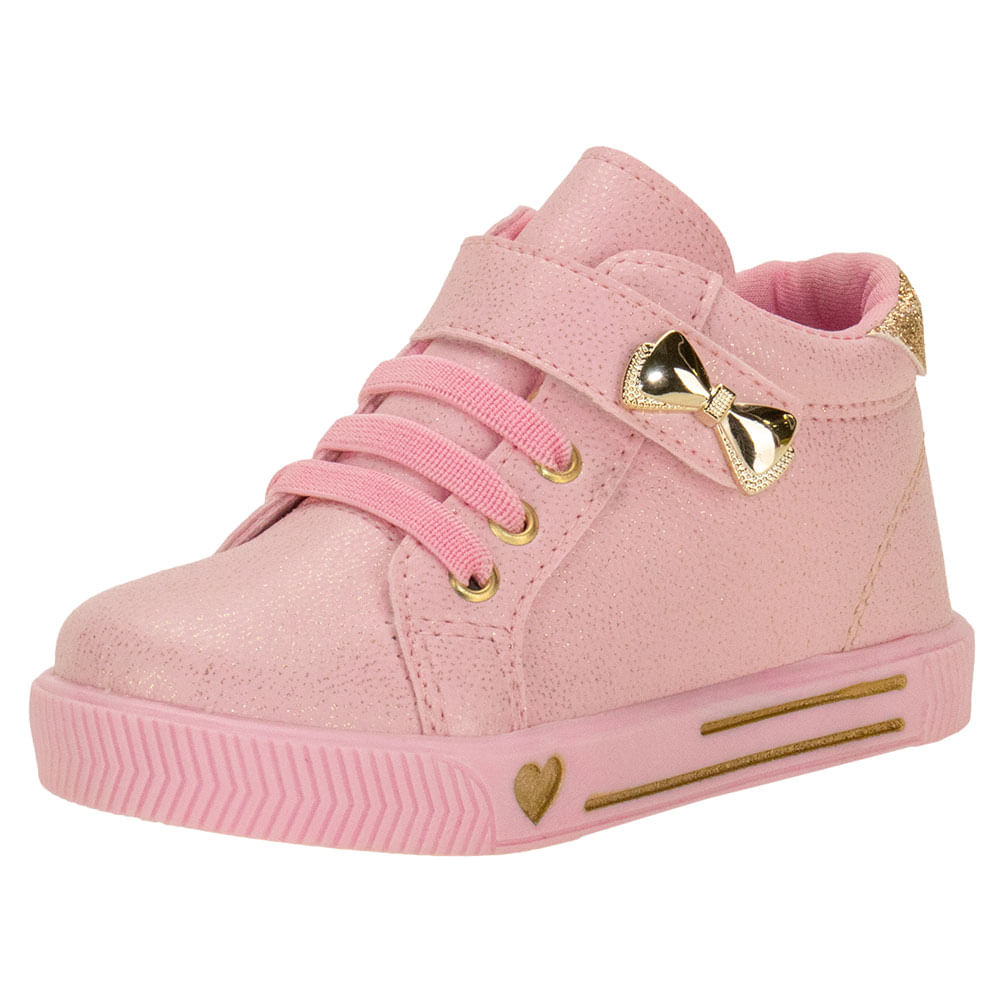 Tênis Infantil Feminino Cano Alto Linda Jú 60221 ROSA cloviscalcados