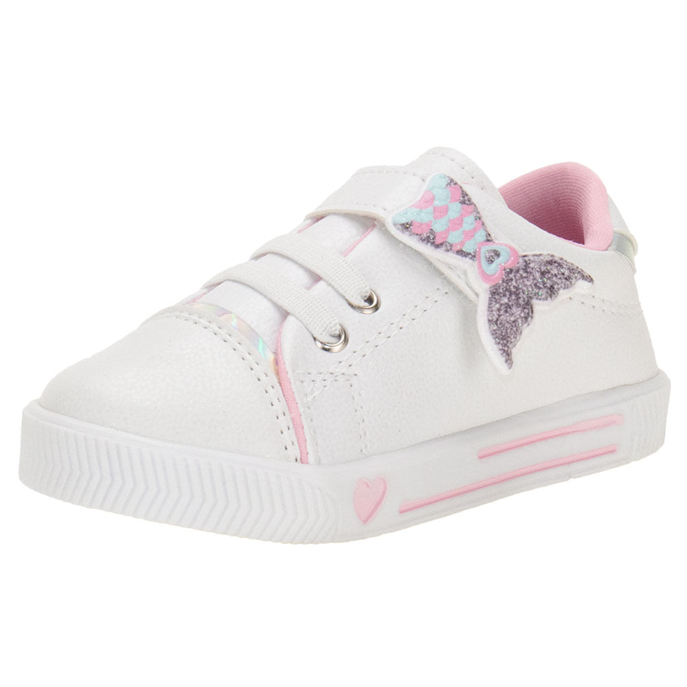 Tênis Infantil Feminino Linda Jú - 15551 BRANCO/ROSA 02 27