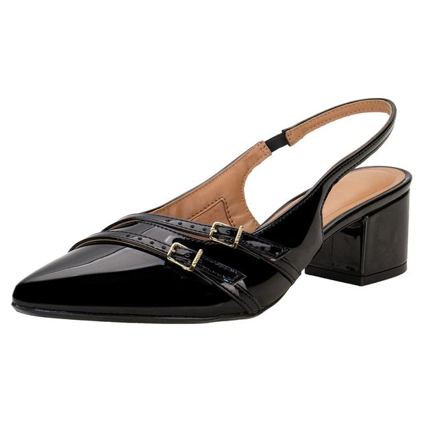 Sapato Feminino Salto Grosso Vizzano 1220366 VERNIZ/PRETO 34