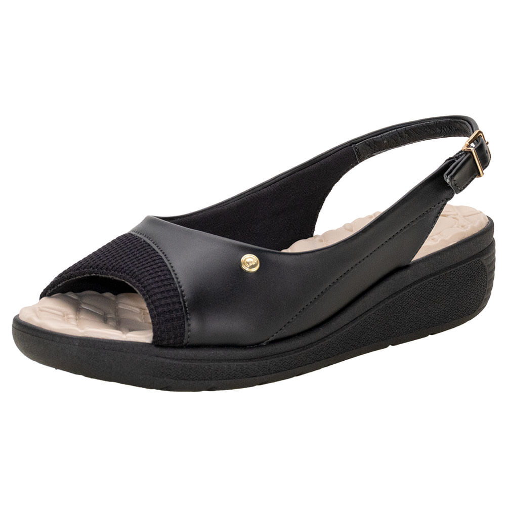 Sandália Feminina Anabela ComfortFlex 2486304 PRETO cloviscalcados