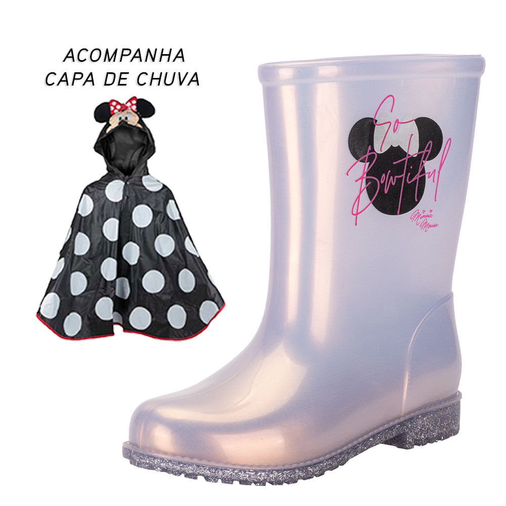 Kit Galocha Infantil Minnie e Capa De Chuva Grendene Kids 23083
