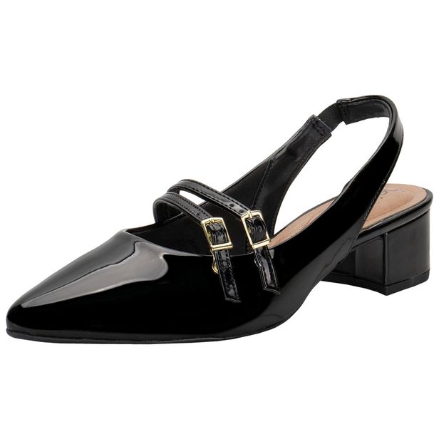 Sapato Feminino Salto Grosso Beira Rio 4182224 VERNIZ/PRETO 35