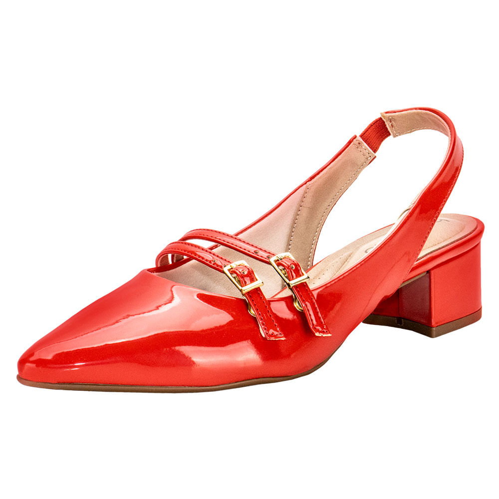 Sapato Feminino Salto Grosso Beira Rio 4182224 VERMELHO