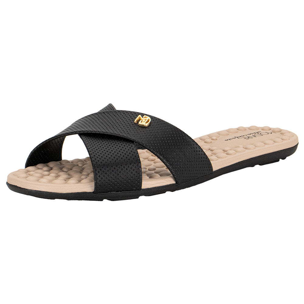 Sandália Feminina Rasteira Modare 7163105 PRETO 02 cloviscalcados
