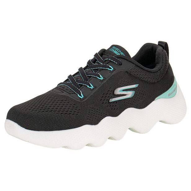 Tênis Feminino Go Walk Flex Massage Fit Skechers 124903 PRETO/VERDE 34