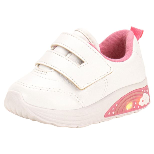 Tênis Infantil Feminino Baby Led Molekinha 2731205 BRANCO/ROSA 17