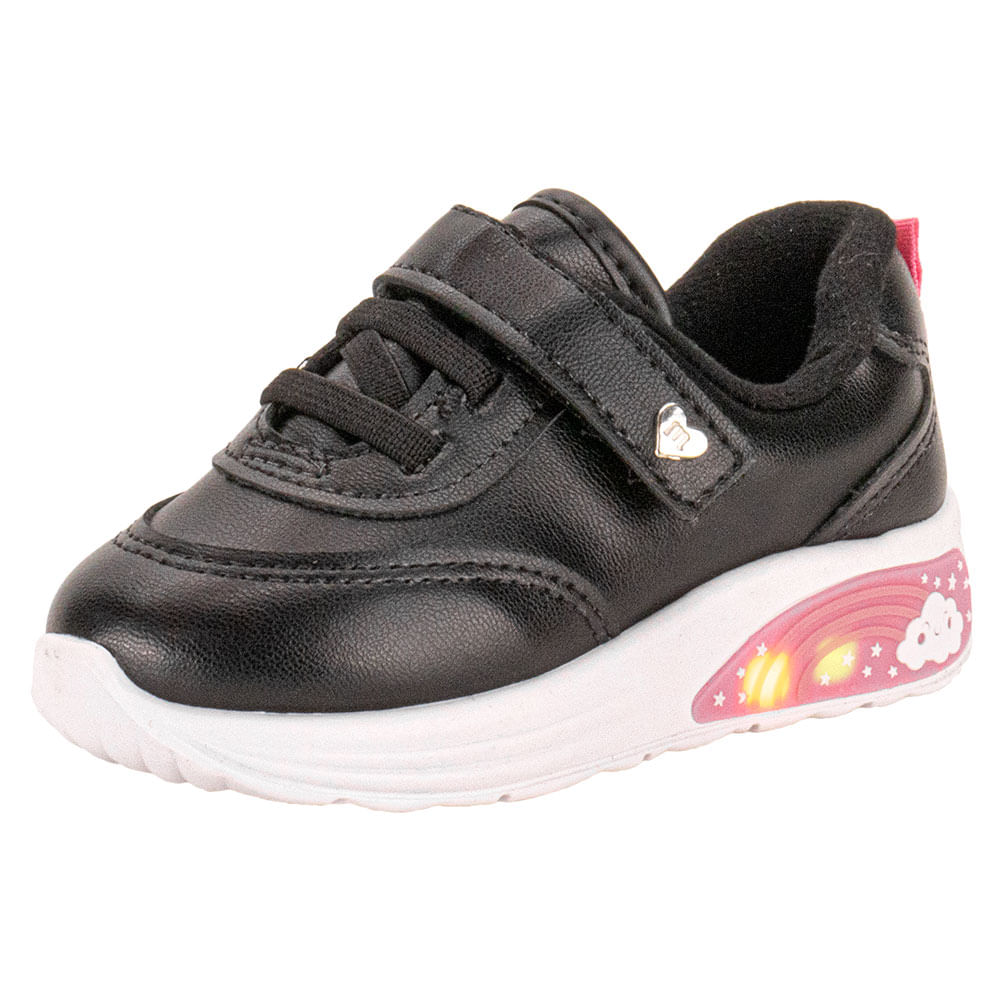 Tênis Infantil Feminino Baby Led Molekinha 2731203 PRETO