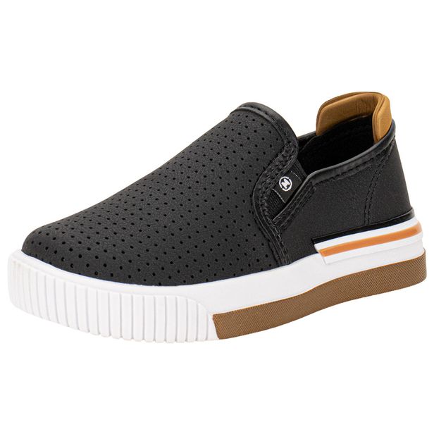 Tênis Infantil Masculino Slip On Molekinho 2615100 PRETO/BEGE 22