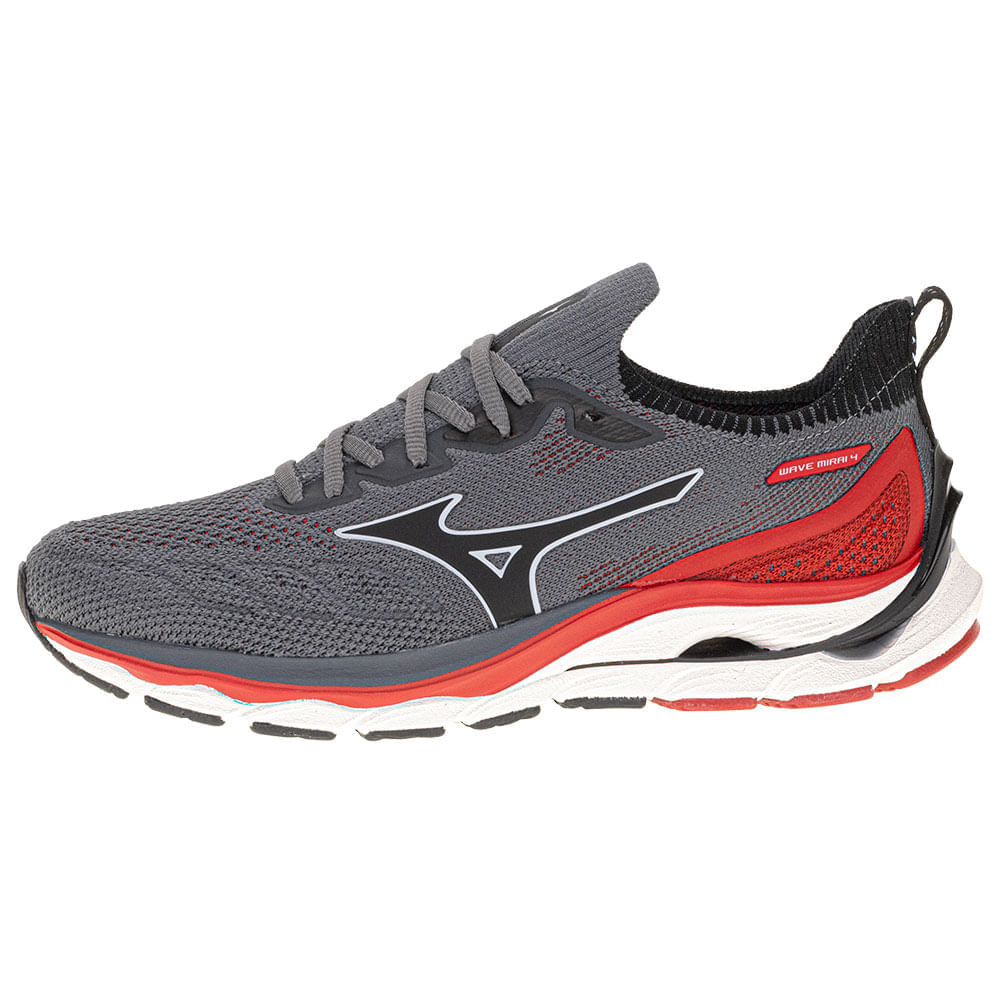 Tênis Wave Mirai IV Mizuno - 101001001 CINZA/VERMELHO
