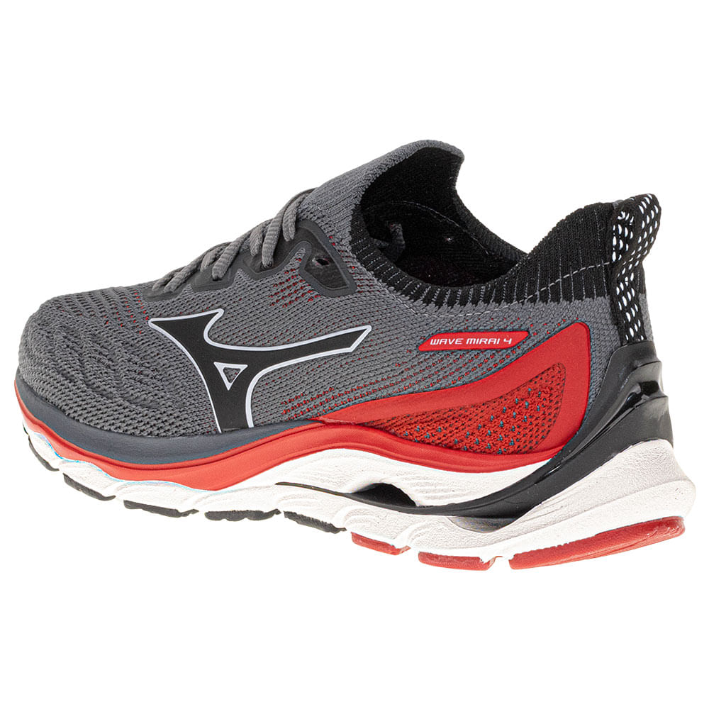 Tênis Wave Mirai IV Mizuno - 101001001 CINZA/VERMELHO