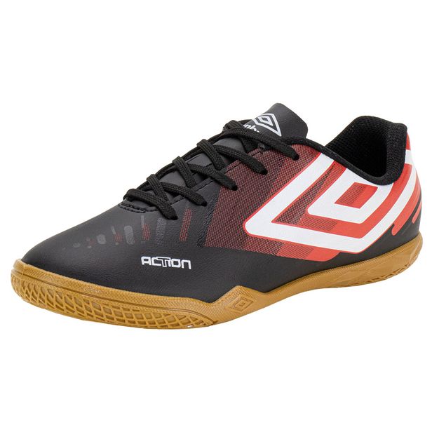 Chuteira Infantil Indoor Action Jr Umbro U07FB00285 PRETO/VERMELHO 30