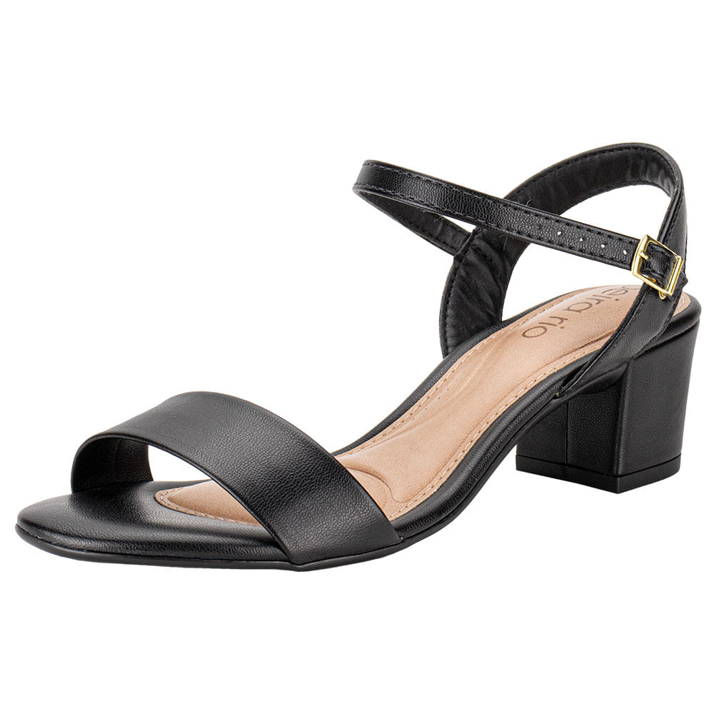 Sandália Feminina Salto Grosso Beira Rio - 82461176 PRETO | Clovis