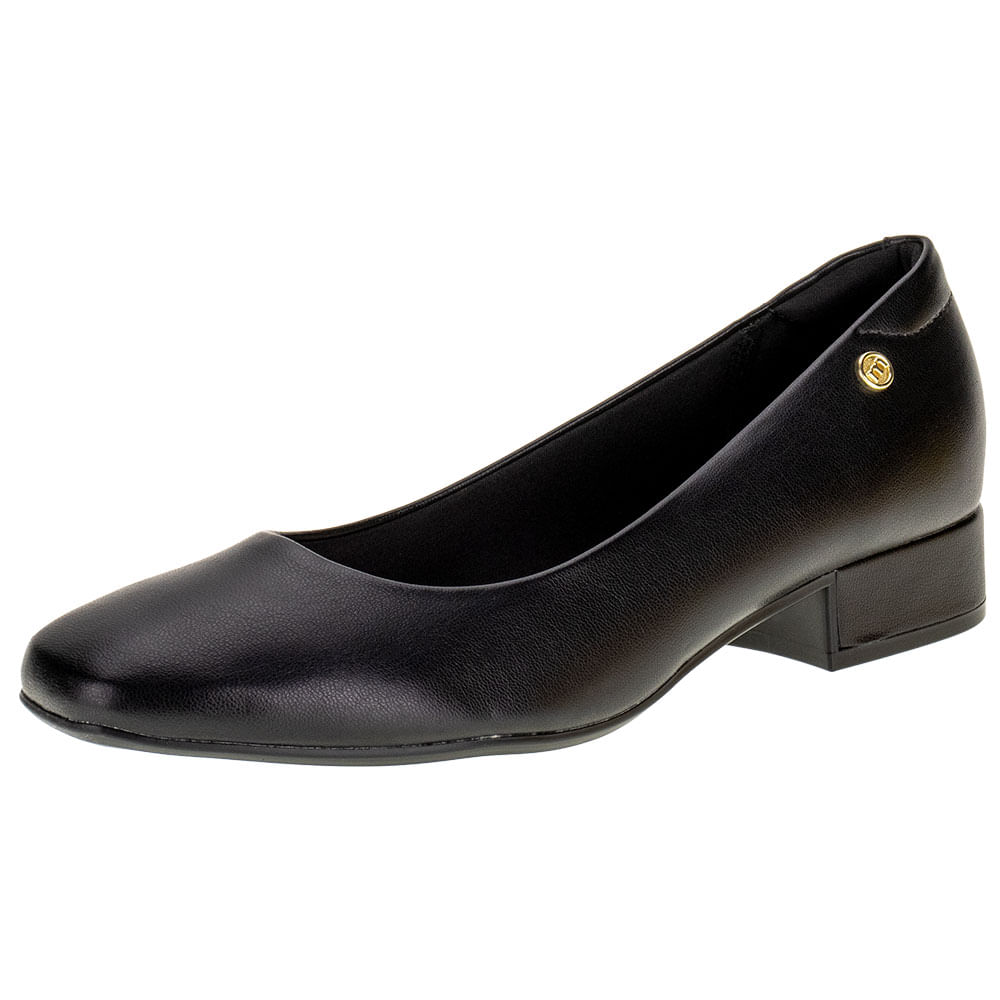 Sapato Feminino Salto Grosso Moleca 5795101 PRETO cloviscalcados