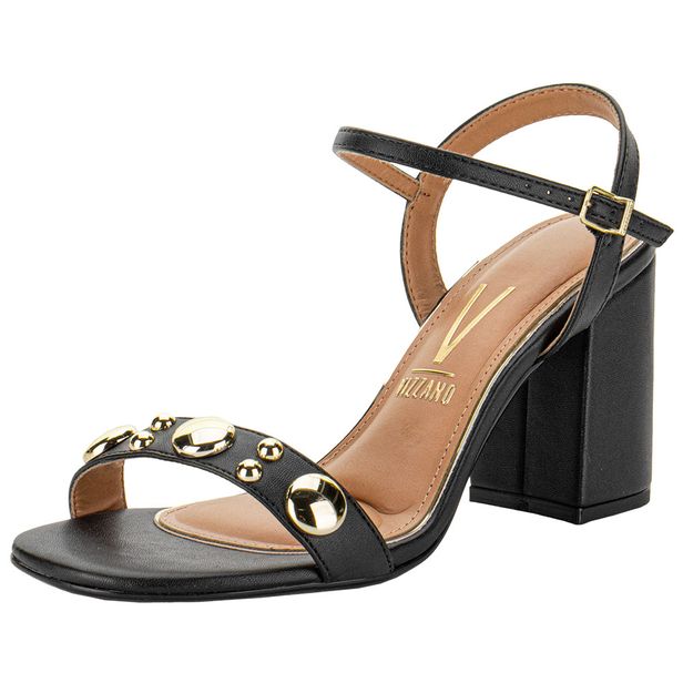 Sandália Feminina Salto Grosso Vizzano 6409216 PRETO 35