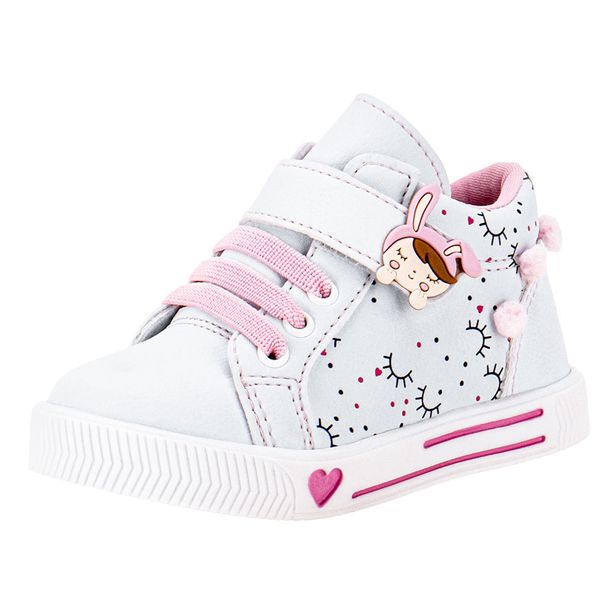 Tênis Infantil Feminino Cano Alto Linda Jú 60221 AZUL/ROSA 22