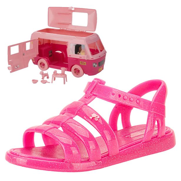 Kit Sandália Infantil Barbie Road Trip e Motorhome Grendene Kids 23071 PINK 26/27