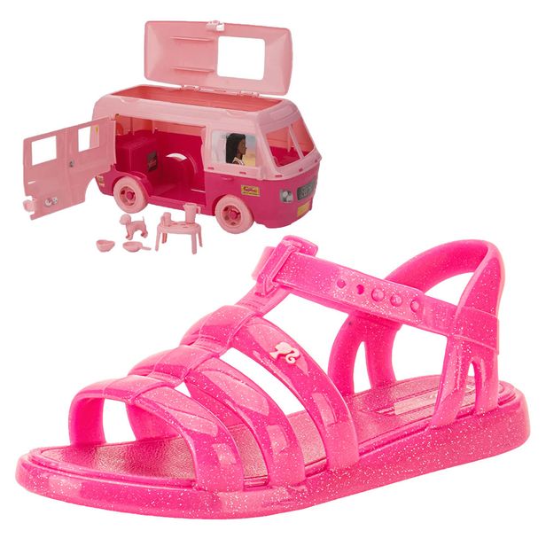 Kit Sandália Infantil Barbie Road Trip e Motorhome Grendene Kids 23071 PINK 29