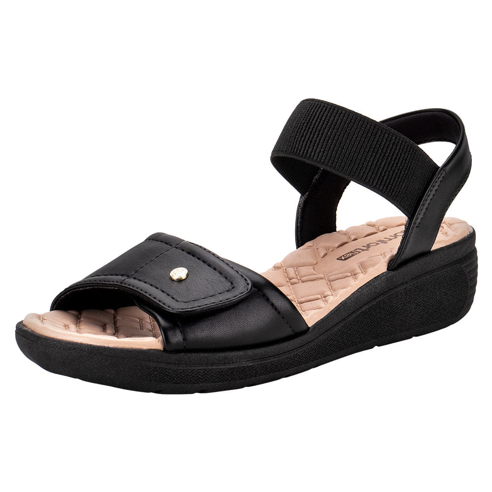 Sandália Feminina Anabela ComfortFlex 2486403 PRETO cloviscalcados