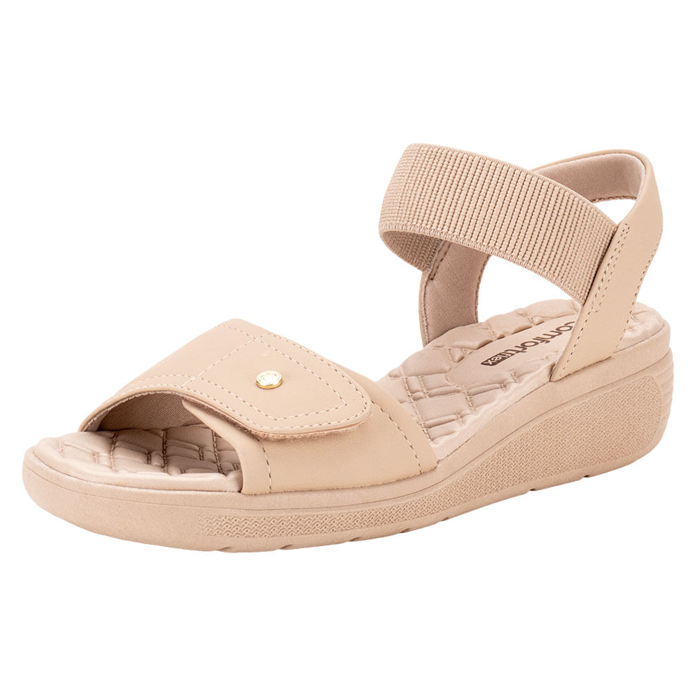 Sandália Feminina Anabela ComfortFlex 2486403 NATURAL cloviscalcados