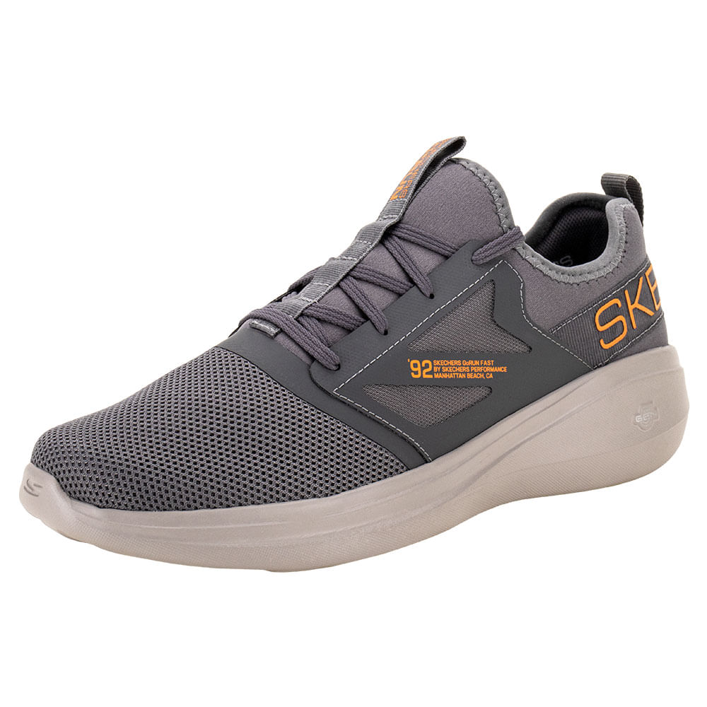Tênis Masculino Go Run Fast Skechers 894258 CINZA/LARANJA | Clovis
