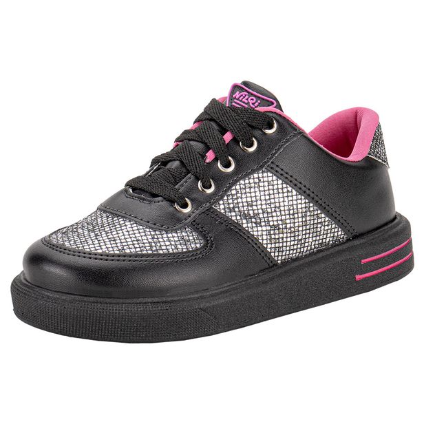 Tênis Infantil Feminino NilQi 2254 PRETO/ROSA 28