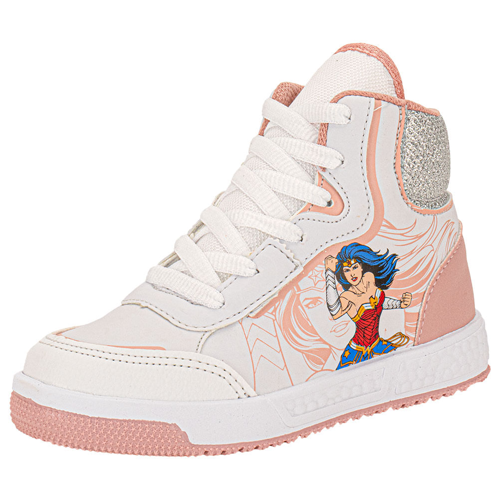 Tênis Infantil Cano Alto Mulher Maravilha Via Vip W3815 BRANCO