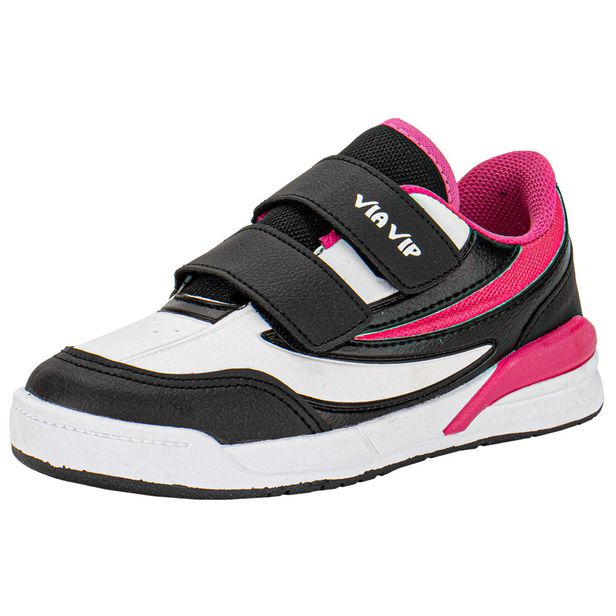 Tênis Infantil Feminino Via Vip VV4018 PRETO/ROSA 29