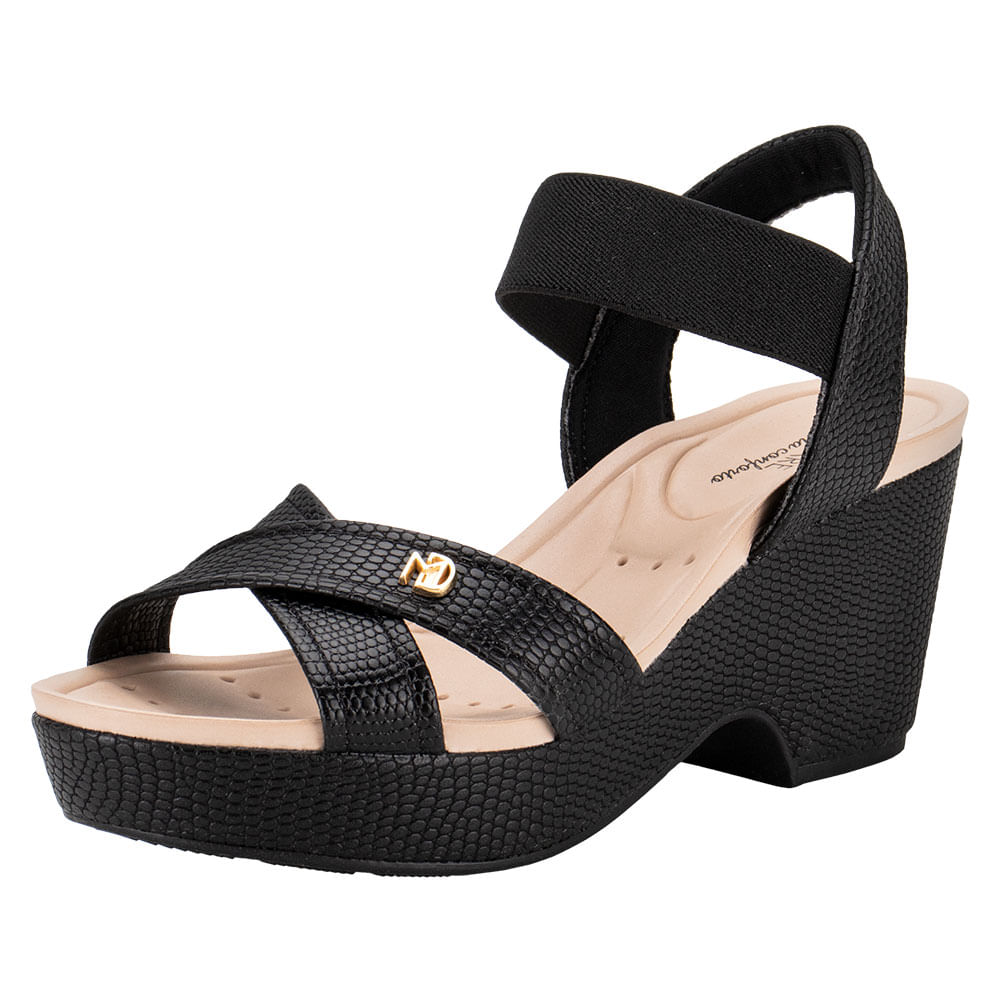 Sandália Feminina Meia Pata Modare 7137117 PRETO/CROCO | Clovis