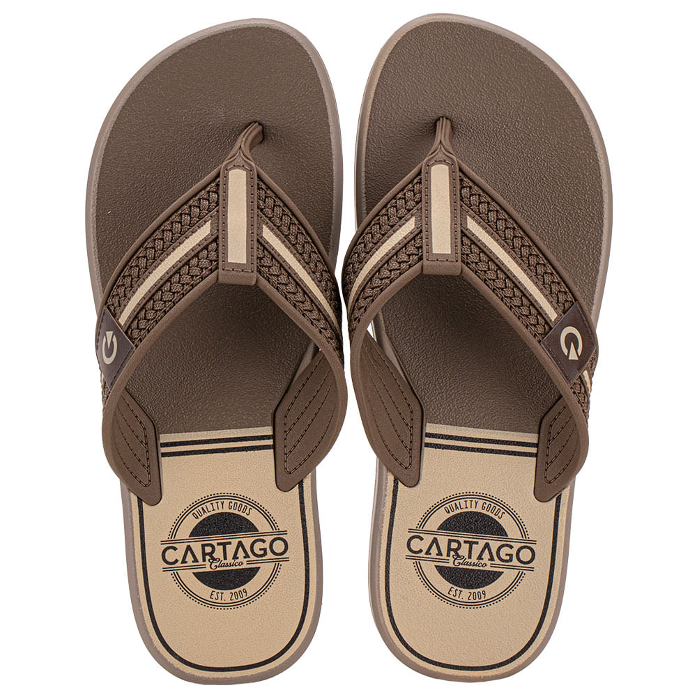 Chinelo Masculino Palermo Cartago 12397 CAFÉ/BEGE cloviscalcados