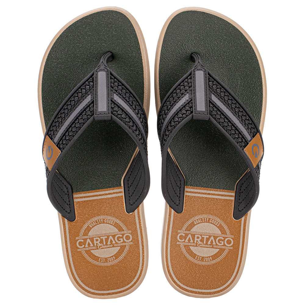 Chinelo Masculino Palermo Cartago 12397 BEGE/VERDE - cloviscalcados