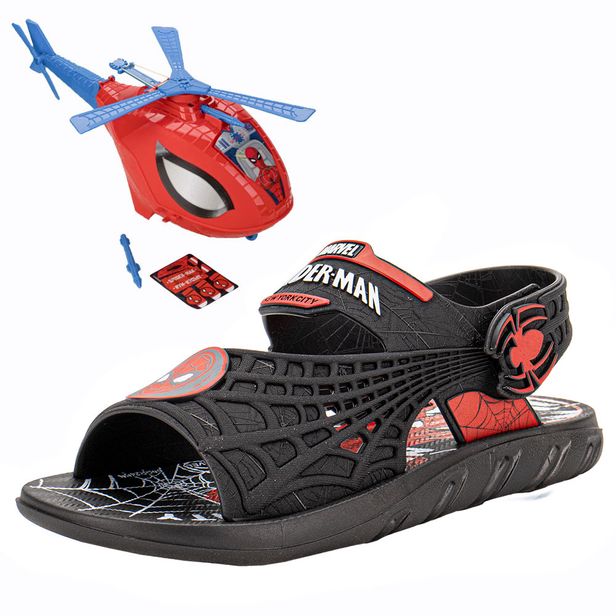 Kit Papete Infantil Homem Aranha e Helicóptero Grendene Kids 23064 PRETO/VERMELHO 26/27