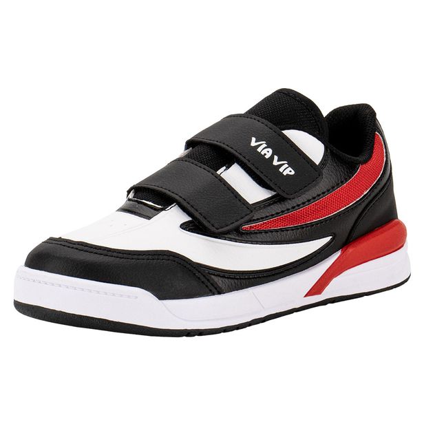 Tênis Infantil Masculino Via Vip VV4018 PRETO/VERMELHO 28