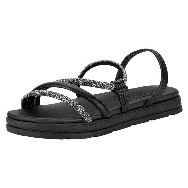 Sandália Feminina Flat Moleca 5490113 PRETO 37