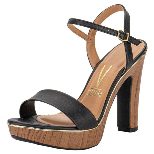 Sandália Feminina Salto Grosso Vizzano 6292300 PRETO/CAMEL 37