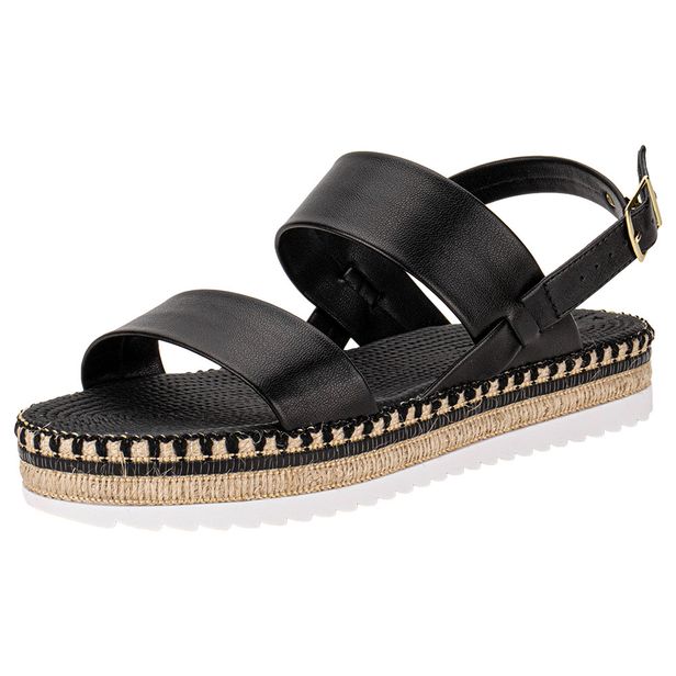 Sandália Feminina Flat Moleca 5447518 PRETO 34