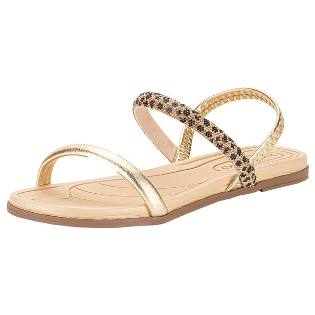 Sandália Feminina Flat Beira Rio 8507103 OURO 35