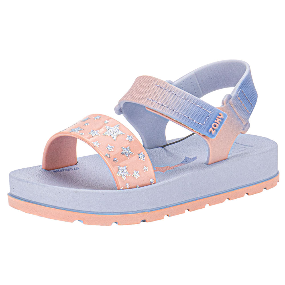 AlchemyGothic　P437 Pavoninia Sandália Infantil Moderninha Print Zaxynina 19060 AZUL/LARANJA