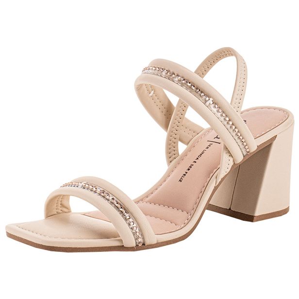Sandália Feminina Salto Grosso Dakota Y8391 MARFIM 35